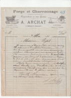 16-A.Archat..Forge & Charronnage, Charrettes, Voitures..Chalais..(Charente)...1911 - Sonstige & Ohne Zuordnung