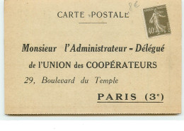PARIS III - Boulevard Du Temple - Délégué De L'Union Des Coopérateurs - Distrito: 03