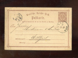 "DEUTSCHES REICH" 1874, Postkarte Mit K1 "HANAU" Nach Stuttgart (R2059) - Cartes Postales