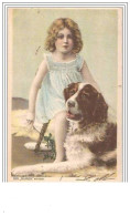 Belle Carte Gaufrée - Fillette Avec Son Chien - Blanca N°1818 - Autres & Non Classés