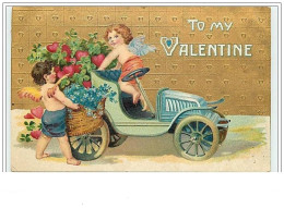 Carte Gaufrée - To My Valentine - Angelots En Voiture - Dia De Los Amorados