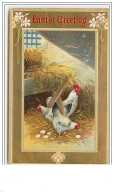 Carte Gaufrée - Easter Greetings - Poules - Ostern