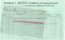 87- LIMOGES -LIBRAIRIE PAPETERIE IMPRIMERIE L. BOYER - 50 FAUBOURG MONTMAILLER -LA GAZETTE DU CENTRE-MONITEUR HTE VIENNE - Stamperia & Cartoleria