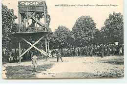 BONNIERES - Place Des Ecoles - Manoeuvres De Pompes - Pompiers - Bonnieres Sur Seine