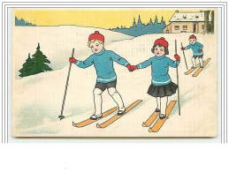Enfants Faisant Du Ski - Dessins D'enfants