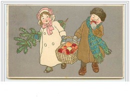 Enfants Portant Un Panier Rempli De Pommes - Style Ebner, Parkinson - Children's Drawings