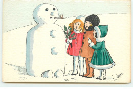 Zane - Fillettes Regardant Un Bonhomme De Neige Fumant Une Pipe - Sonstige & Ohne Zuordnung