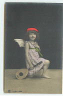 Enfant - S.664 - 6318 - Fillette Portant Des Ailes D'ange, Tenant Une Mandoline Et Un Beret Rouge - Portraits