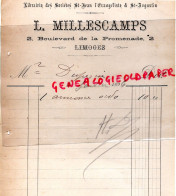 87-LIMOGES -LIBRAIRIE PAPETERIE IMPRIMERIE L. MILLESCAMPS- SAINT JEAN EVANGELISTE ST AUGUSTIN-2 BOULEVARD PROMENADE-1896 - Printing & Stationeries