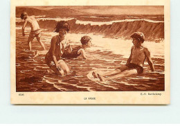 Enfant - Tableau - E.-V. Barthelemy - La Vague - Scènes & Paysages