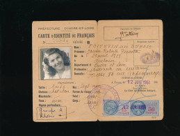 Carte D'identité Indre Et Loire Amboise 1951  Dubois Poitevin Janine  Timbres Fiscaux - Unclassified