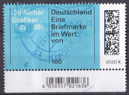 BRD 2022 Mi. Nr. 3688 O/used Unterrand (BRD1-9) - Used Stamps