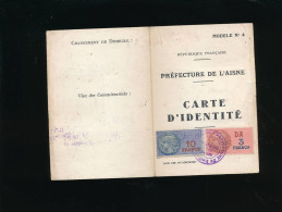 Carte D'identité De L'Aisne Laon En 1940  Bertram Andrée Née En 1910 - Villers Cotterets  Timbres Fiscaux - Other & Unclassified