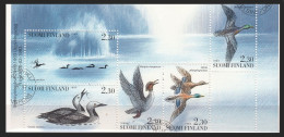 FINLANDIA 1993 - AVES - PAJAROS - PATOS - YVERT 1189/1193** EN CARNET SPECIMEN - Neufs