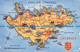 R118918 English Channel. Guernsey. A Map. Valentine. Art Colour. 1961 - Welt