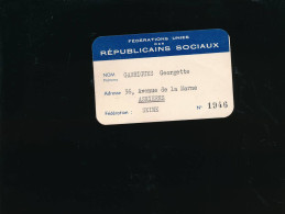 Ancienne Carte Fédérations Unies Des Républicains Sociaux 1955 - Sonstige & Ohne Zuordnung