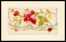 * CP BRODEE AVEC CARTE A L'INTERIEUR * BONNE ANNEE * OEILLETS * FLEURS * ENVELOPPES - Embroidered