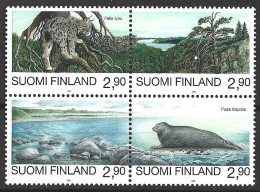 FINLANDIA 1985 - PROTECCION DE LA NATURALEZA - FOCA Y LINCE - YVERT 1258/1261** - Otros & Sin Clasificación