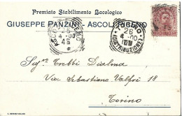 ASCOLI PICENO - CARTOLINA COMMERCIALE "GIUSEPPE PANZINI"- STABILIMENTO BACOLOGICO - SETA -SILK - SERICO -1900 - Ascoli Piceno