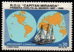 1988 Uruguay Capitan Miranda Trans World Voyage Ship #1268 ** MNH - Uruguay