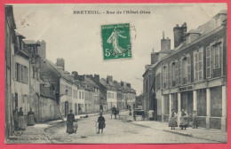 Breteuil Oise : Rue De L'Hôtel Dieu - Commerce Boussard - Rue Animée : Attelage Femmes En Tablier - Enfants. - Breteuil