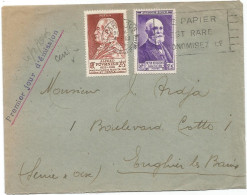 FRANCE SURTAXE 2FR FOURNIER +2FR BECQUEREL   LETTRE  PARIS 109 1946 1ER JOUR - ....-1949