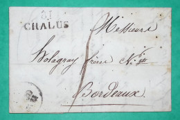 MARQUE 81 CHALUS HAUTE VIENNE POUR BORDEAUX GIRONDE 29x12 1829 LETTRE COVER FRANCE - 1801-1848: Vorläufer XIX