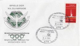 Germany Deutschland 1972 FDC Turnen Gymnastics, Olympischen Spiele Olympic Games Munchen, Canceled In Paderborn - 1971-1980