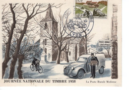 Carte Maxi - Citroen 2CV Fourgonette - La Poste Rural - Journée Du Timbre - Carte Maximum Premier Jour France - Voitures