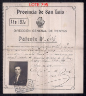 ARGENTINE 1928 VENTE DE BREVET DE MACHINES AGRICOLES PROVINCE DE SAN LUIS - Documents Historiques