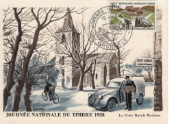 Carte Maxi - Citroen 2CV Fourgonette - La Poste Rural - Journée Du Timbre - Carte Maximum Premier Jour France - Cars