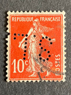 FRANCE S N° 138 Semeuse S.L.142 Indice 3 Perforé Perforés Perfins Perfin Superbe ! - Other & Unclassified