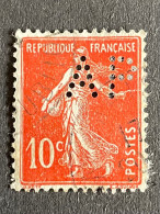 FRANCE N° 138 Semeuse AP 153 Indice 3 Perforé Perforés Perfins Perfin ! - Sonstige & Ohne Zuordnung