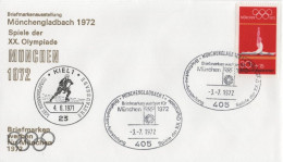 Germany Deutschland 1972 FDC Turnen Gymnastics, Olympischen Spiele Olympic Games Munchen, Canceled In Munchengladbach - 1971-1980