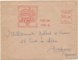 EMA 20.00 TOURS GARE 2 AVR 1958 GRANDS MAGASINS LE FROID INDRE ET LOIRE  SUR LETTRE - Correo Ferroviario