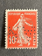 FRANCE P N° 138 Semeuse P.A. 15 Indice 4 Perforé Perforés Perfins Perfin ! - Autres & Non Classés