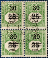 Luxemburg 1907 Postage Due 30 C On 25 4-block Cancelled - Portomarken