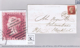 Ireland Belfast Linen 1863 Letter To Markinch With 1d Red Plate 27 CK Gothic K BELFAST 62 Duplex For SP 7 - Otros & Sin Clasificación