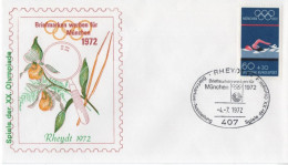 Germany Deutschland 1972 FDC Olympischen Spiele Olympic Games Munchen, Swimming Schwimmen, Canceled In Rheydt - 1971-1980