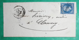 N°14B PC 3316 TANNAY NIEVRE POUR CLAMECY 1862 LETTRE COVER FRANCE - 1849-1876: Période Classique