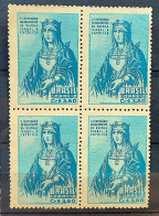 C 274 Brazil Stamp 5 Centenary Queen Isabella Of Spain Religion 1952 Block Of 4 1 - Ongebruikt