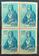 C 274 Brazil Stamp 5 Centenary Queen Isabella Of Spain Religion 1952 Block Of 4 2 - Unused Stamps