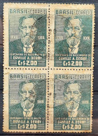 C 266 Brazil Stamp Centenario Orville Adalbert Derby Geologia Science 1951 Block Of 4 Circulated - Usati