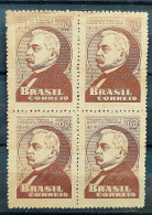 C 262 Brazil Stamp Centenary Silvio Vasconcelos Da Silveira Ramos Romero Literature 1951 Block Of 4 1 - Unused Stamps