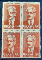 C 255 Brazil Stamp Microbiology Congress Oswaldo Cruz Health 1950 Block Of 4 4 - Unused Stamps