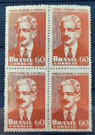 C 255 Brazil Stamp Microbiology Congress Oswaldo Cruz Health 1950 Block Of 4 3 - Unused Stamps