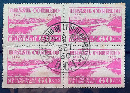 C 256 Brazil Stamp Centenary Of Blumenau 1950 Block Of 4 CPD DF - Nuevos