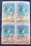 C 253 Brazil Stamp World Football Championship Map 1950 Block Of 4 2 - Unused Stamps