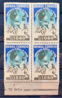 C 253 Brazil Stamp World Football Championship Map 1950 Block Of 4 1 - Unused Stamps