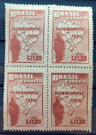 A 77 Brazil Stamp General Census Of Brazil Map Geography 1950 Block Of 4 - Ongebruikt